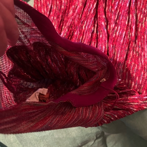 Vintage 2 piece Missoni cardigan skirt SET knit textured pink red A line skirt S - Picture 8 of 11